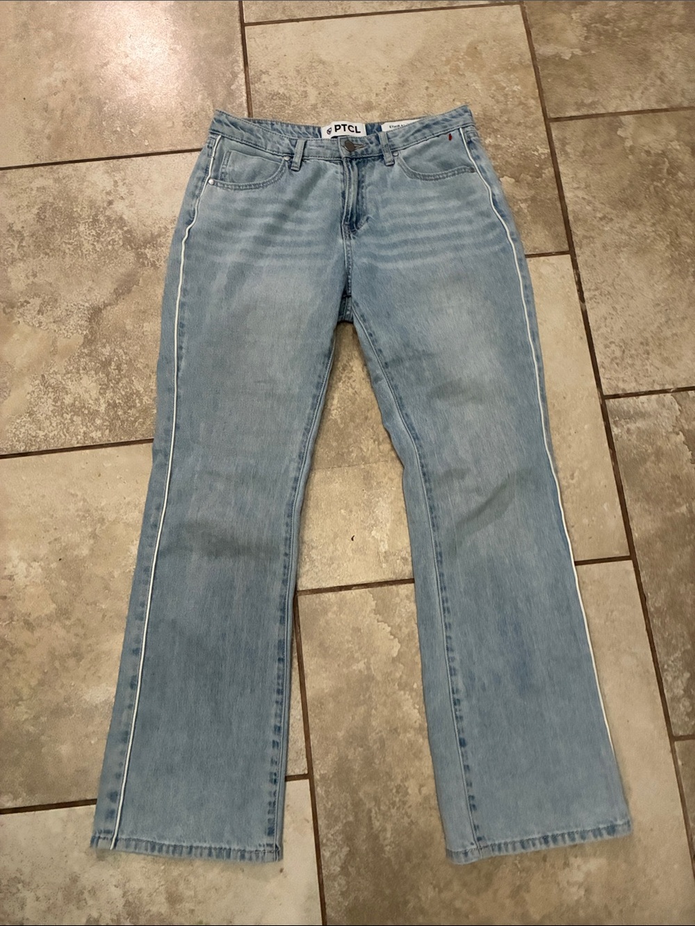 PTCL Light Blue Side-Stripe Wide Leg Jeans